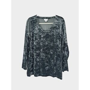 Whimsigoth Crushed Velvet Top Medium V-Neck Stretch Forest Fairy Grunge Goblin